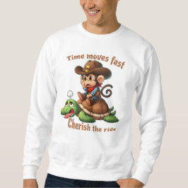 Niedlich Cowboy Monkey Riding Turtle Sweatshirt