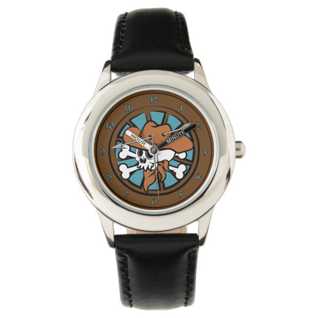 Niedlich Cowboy Skull Armbanduhr (Vorderseite)