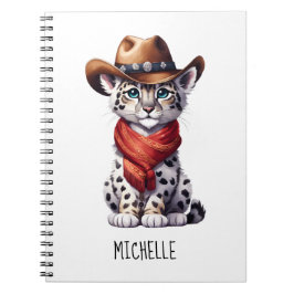 Niedlich Cowboy Snow Leopard Name Notizblock