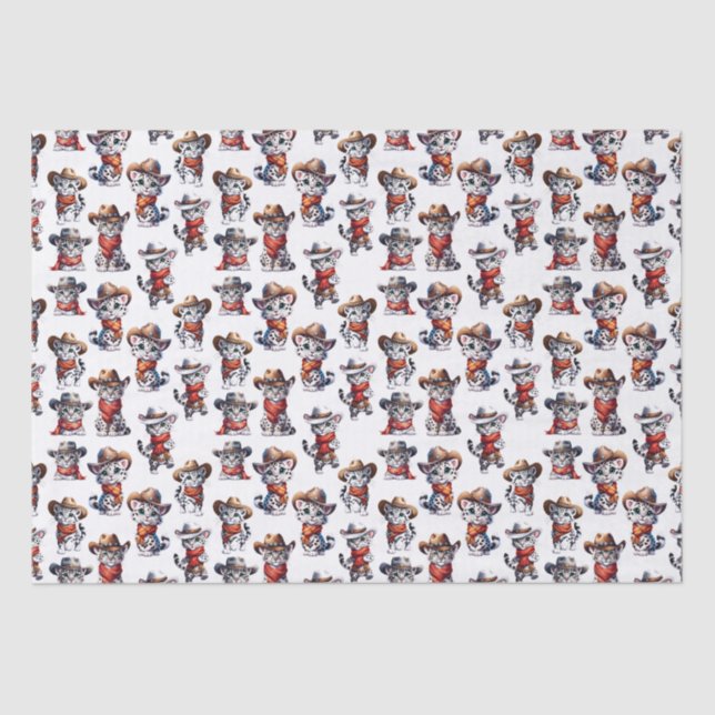 Niedlich Cowboy Snow Leopard Seidenpapier (Vorderseite)
