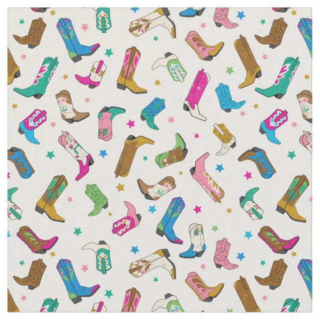 Niedlich Cowgirl Boot Fabric Stoff (Nahaufnahme)