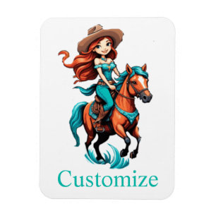 Niedlich Cowgirl Riding Pony Thunder_Cove Magnet