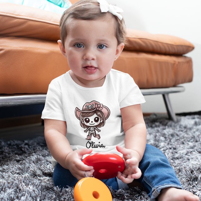 Niedlich, Cowgirl Skelett, Individuelle Name, Hall Kleinkind T-shirt (Von Creator hochgeladen)
