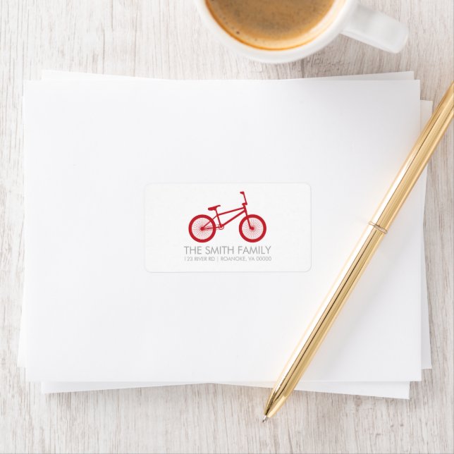 Niedlich Cranberry Red Bicycle Adressaufkleber (Insitu)