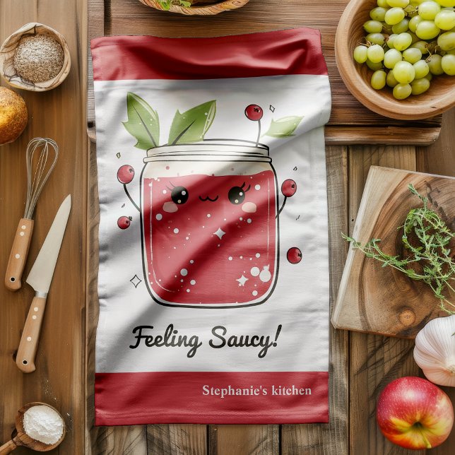 Niedlich Cranberry Sauce - Funny Kawaii Kochen Geschirrtuch (Von Creator hochgeladen)