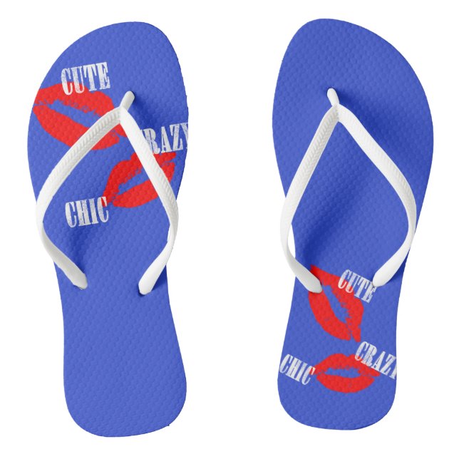 Niedlich Crazy Chic Red Lips Kiss Flip Flops (Fußbett)