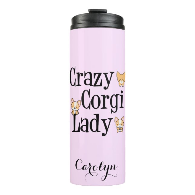 Niedlich Crazy Corgi Lady Thermosbecher (Vorderseite)