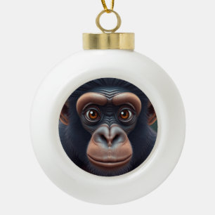 Niedlich Crazy Funny Chimpanzee Anime Portrait Keramik Kugel-Ornament