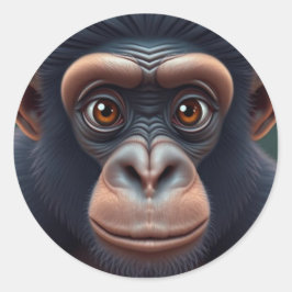 Niedlich Crazy Funny Chimpanzee Anime Portrait Runder Aufkleber