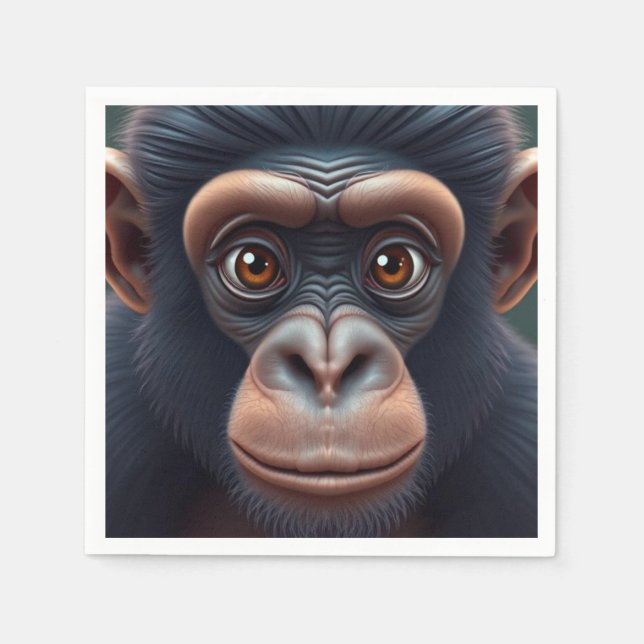 Niedlich Crazy Funny Chimpanzee Anime Portrait Serviette (Vorderseite)