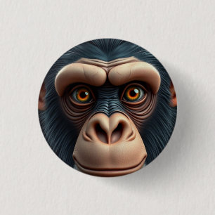 Niedlich Crazy Funny Chimpanzee Button