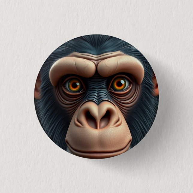 Niedlich Crazy Funny Chimpanzee Button (Vorderseite)