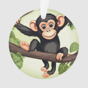 Niedlich Crazy Funny Chimpanzee Cartoon Ornament