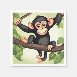 Niedlich Crazy Funny Chimpanzee Cartoon Serviette