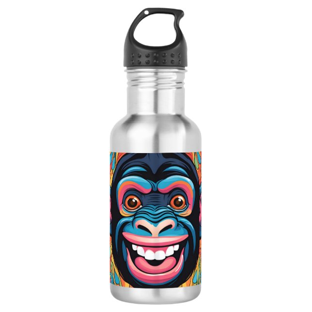 Niedlich Crazy Funny Chimpanzee Edelstahlflasche (Vorderseite)