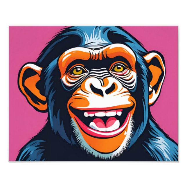 Niedlich Crazy Funny Chimpanzee Fotodruck (Vorne)