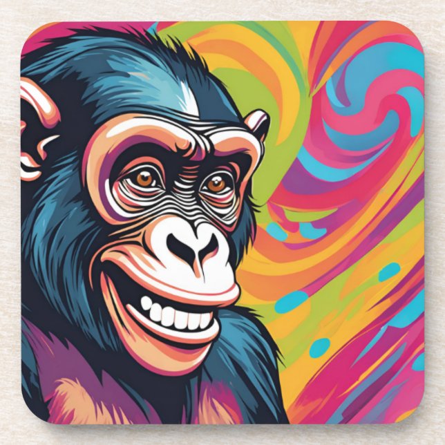 Niedlich Crazy Funny Chimpanzee Getränkeuntersetzer (Vorderseite)
