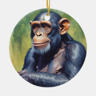 Niedlich Crazy Funny Chimpanzee Keramik Ornament