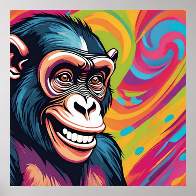 Niedlich Crazy Funny Chimpanzee Poster (Vorne)
