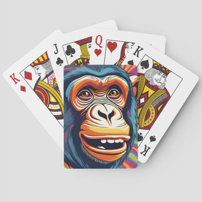 Niedlich Crazy Funny Chimpanzee Spielkarten (Rückseite)