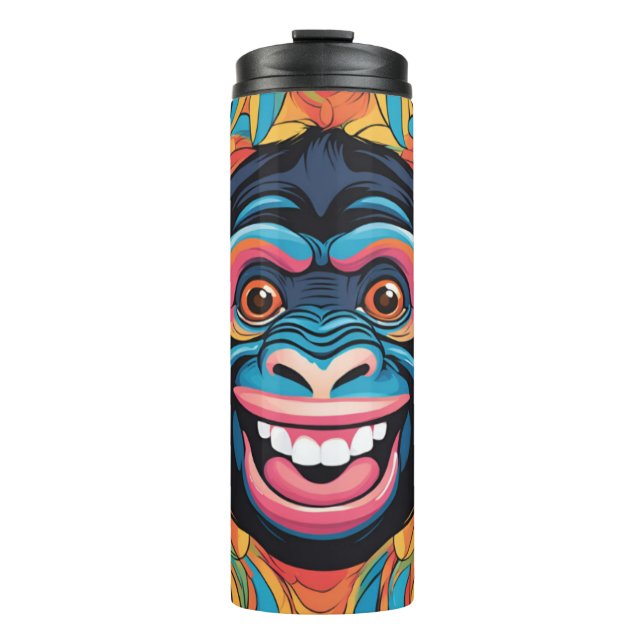 Niedlich Crazy Funny Chimpanzee Thermosbecher (Vorderseite)