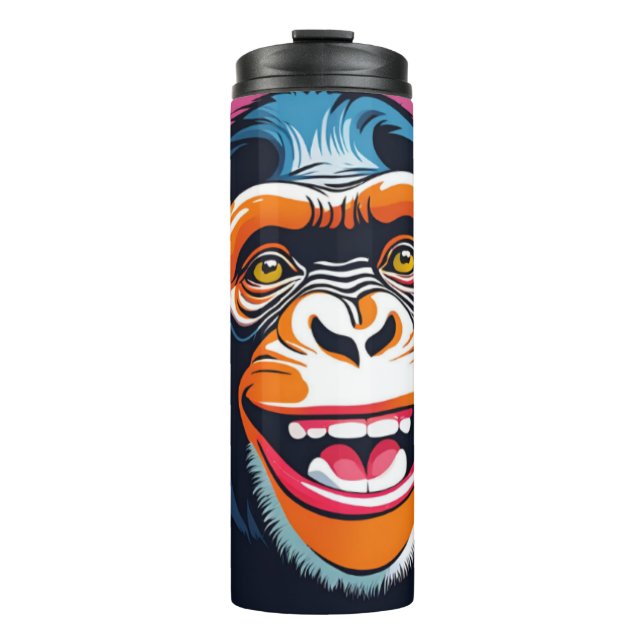 Niedlich Crazy Funny Chimpanzee Thermosbecher (Vorderseite)