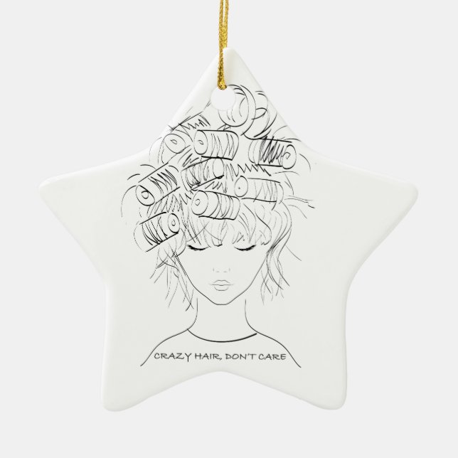 Niedlich Crazy Hair Keramik Ornament (Vorne)