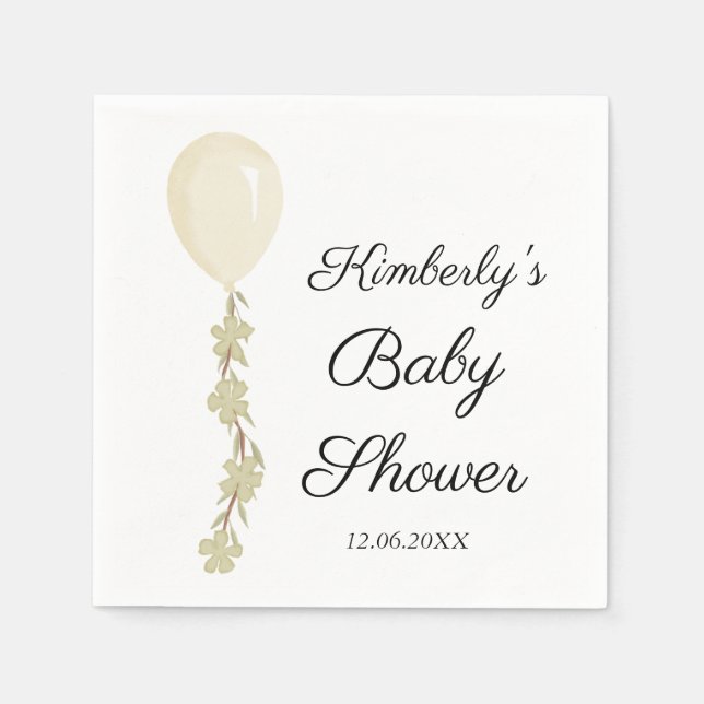 Niedlich Cream Balloon Babydusche Serviette (Vorderseite)