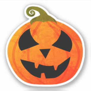 Niedlich Creepy Bright Orange Pumpkin Aufkleber