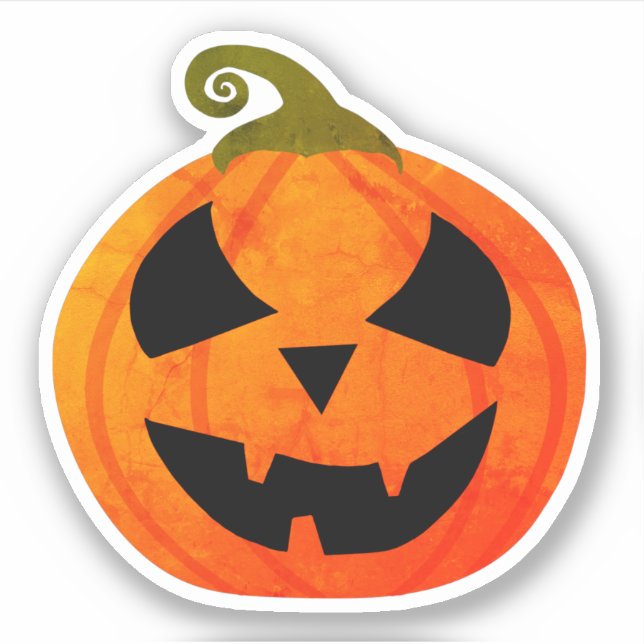 Niedlich Creepy Bright Orange Pumpkin Aufkleber (Vorderseite)
