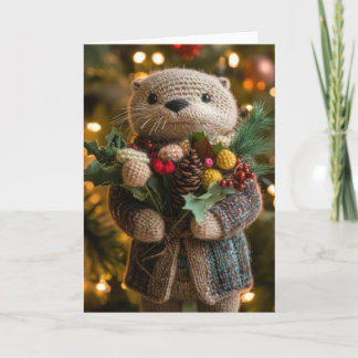 Niedlich Crocheted Christmas Otter Feiertagskarte