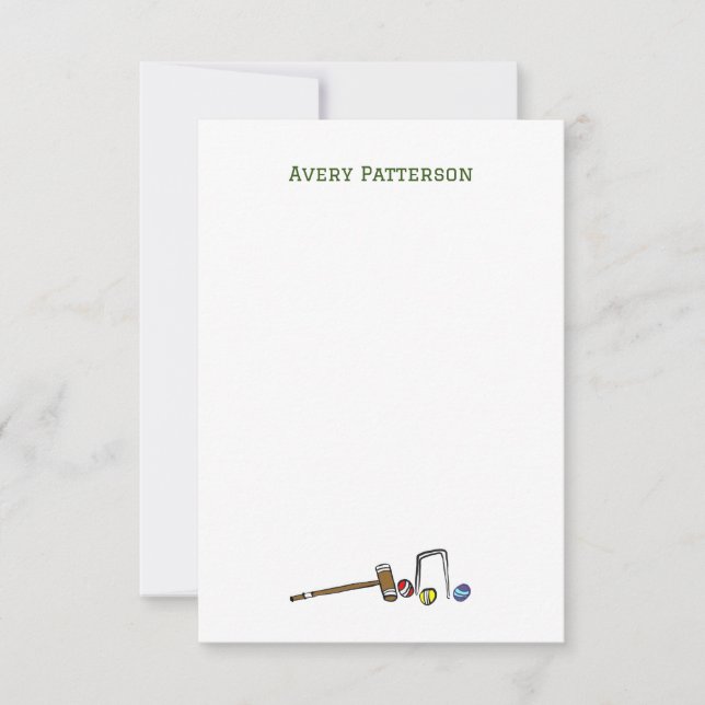 Niedlich Croquet Hand-Illustriert Preppy Boho Chic Mitteilungskarte (Vorderseite)