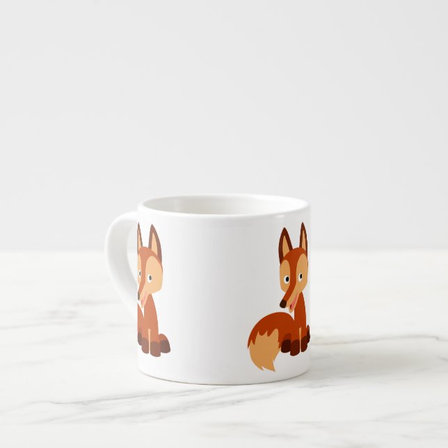 Niedlich Cunning Cartoon Fox Espresso Tasse (Vorderseite Links)