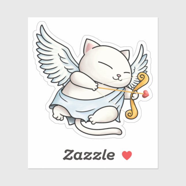 Niedlich Cupid Cat Angel Aufkleber (Blatt)