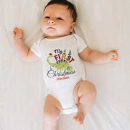 Niedlich Custom Baby's First Christmas Gnome Dinos Baby Strampler