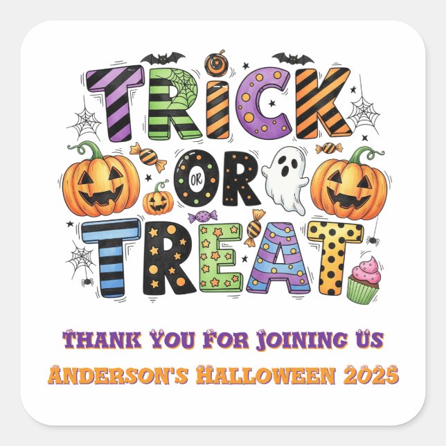 Niedlich Custom Danke Halloween Quadratischer Aufkleber (Vorderseite)