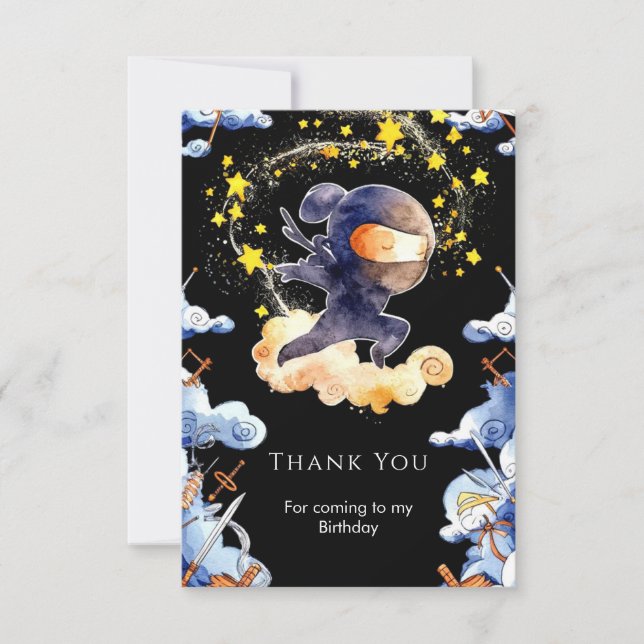 Niedlich Custom Ninja Geburtstag Dankeskarte (Vorderseite)