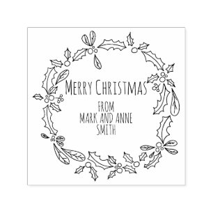 Niedlich Custom Vintag Merry Christmas Holly Berry Permastempel