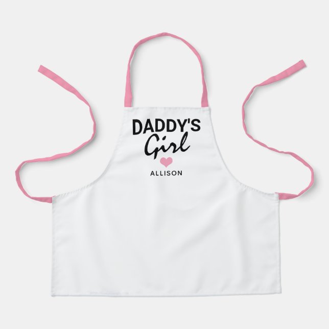 Niedlich Daddys Girl Pink Herz Personalisierte Kin Schürze (Vorderseite)