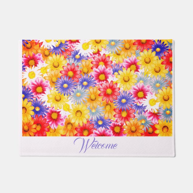 Niedlich Dainty Hübsch Pink Blue Yellow Lila Daisi Fußmatte (Vorderseite)