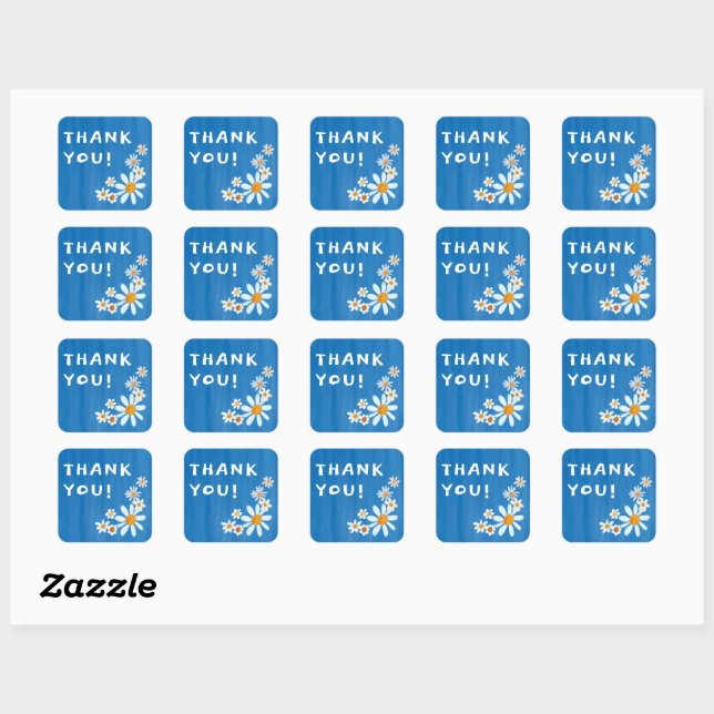 Niedlich Daisies Gouache Custom Baby Shower DANKE Quadratischer Aufkleber (Blatt)