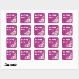 Niedlich Daisies Gouache Custom Baby Shower DANKE Quadratischer Aufkleber