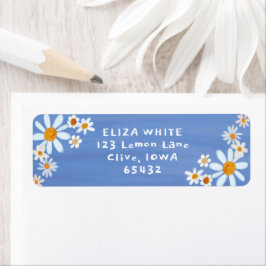 Niedlich Daisies Gouache Custom Blue Rücksendeadre