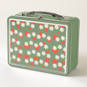 Niedlich Daisy Blume Erdbeere Weihnachts Muster Metall Brotdose