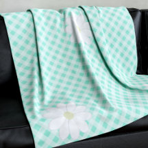 Niedlich Daisy Blume Mint Green Gingham Karo