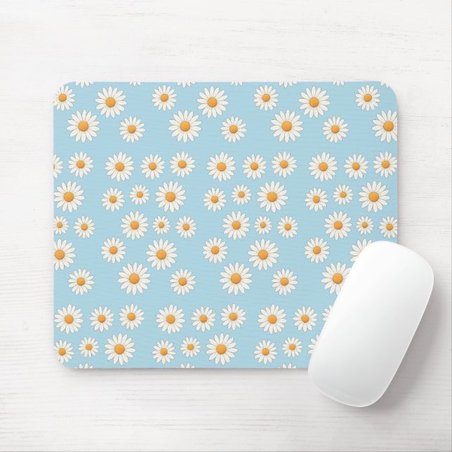 Niedlich Daisy Floral - ästhetisches Desk-Zubehör  Mousepad (Mit Mouse)