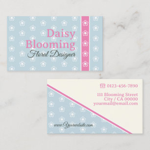 Niedlich Daisy Muster Pastel Light Blue Pink Flori Visitenkarte