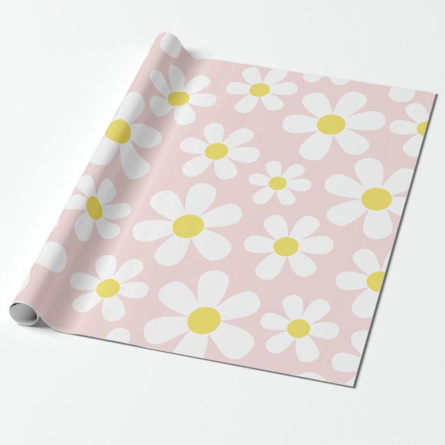 Niedlich Daisy Pink Geschenkpapier (Ungerollt)