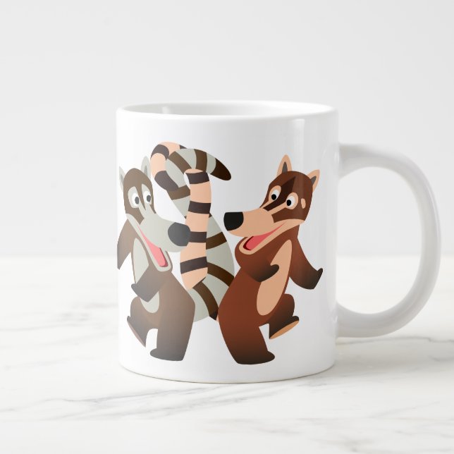 Niedlich Dancing Cartoon Coatimundis Jumbo-Tasse (Rechts)