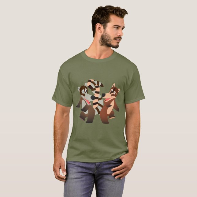 Niedlich Dancing Cartoon Coatimundis T - Shirt (Vorne ganz)